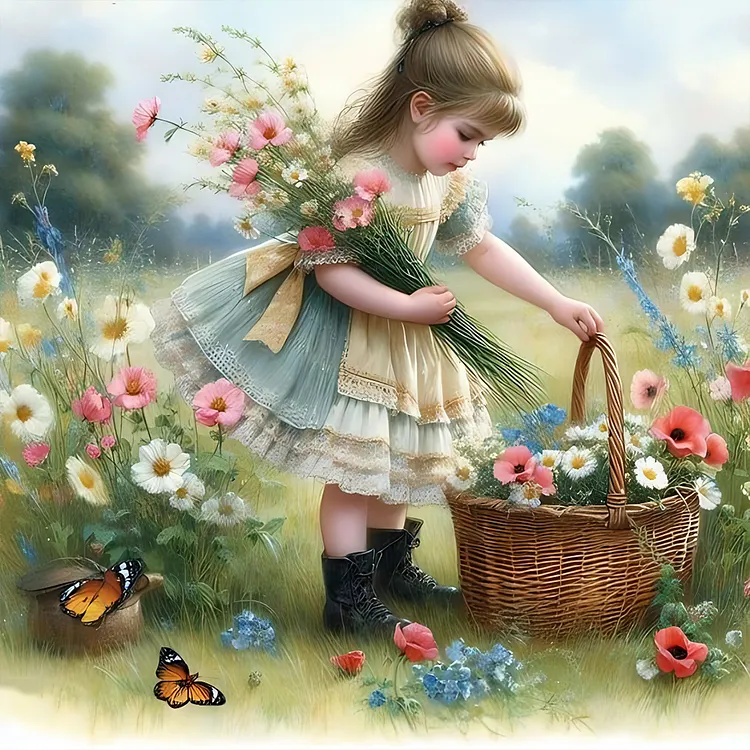 アート・写真 【ダイヤモンドアート】Little Farmer Girl