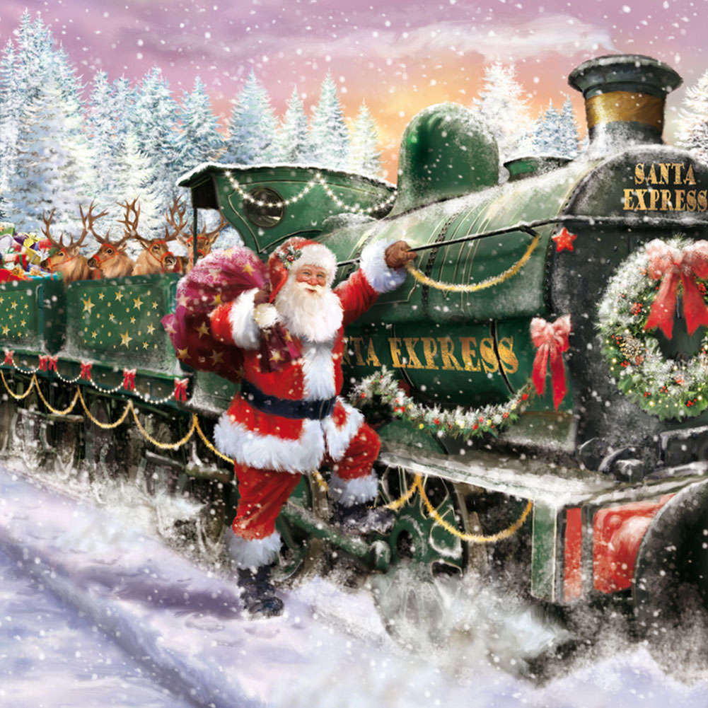 

Santa Elk Train - Round Drill Diamond Painting - 40*40CM, 501 Original