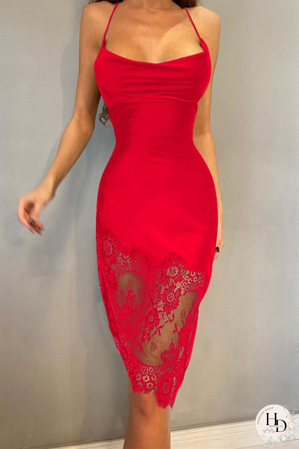 Black Fashion Sexy Solid Patchwork Backless Spaghetti Strap Sleeveless Dress Dresses