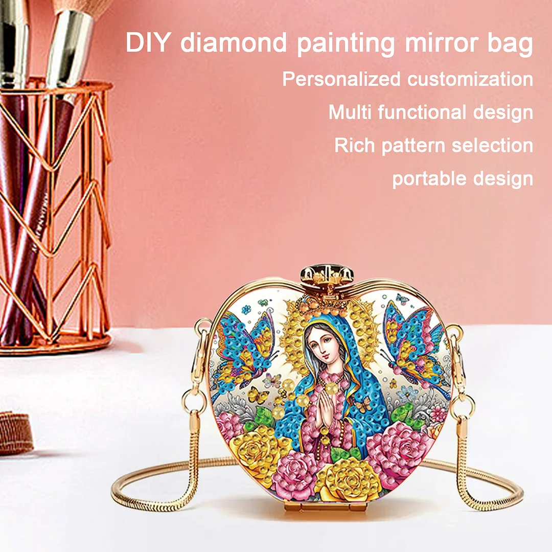 Faith DIY Acrylic Love Art Diamond Painting Coin Purse with Chain for Women Girl