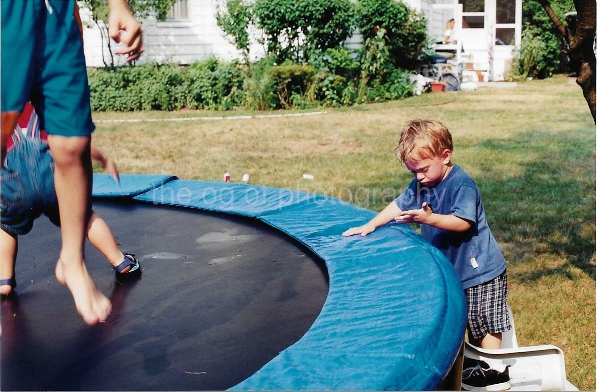 Trampoline Abstract FOUND Photo Poster painting Color CHILDREN Original Snapshot VINTAGE 911 14