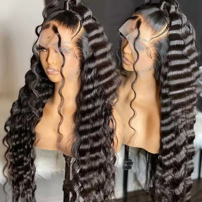 Pineapple Wave Transparent Lace Full Frontal Lace Wig Human Hair Wigs Frontal Wig 