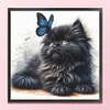 Butterfly And Black Cat-18CT Stamped Cross Stitch 25*25cm/9.84*9.84in tapestrymarket