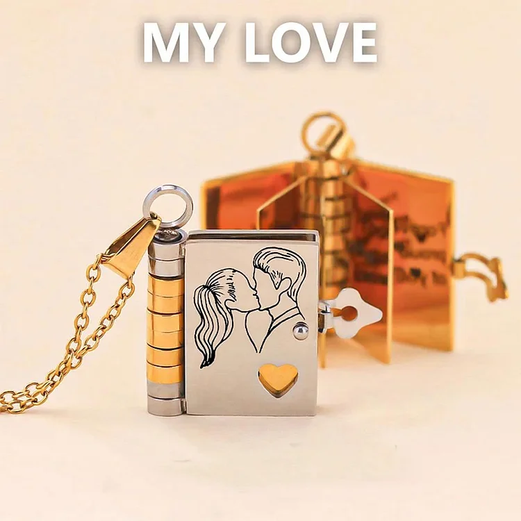 For Love - I Love You Book Necklace