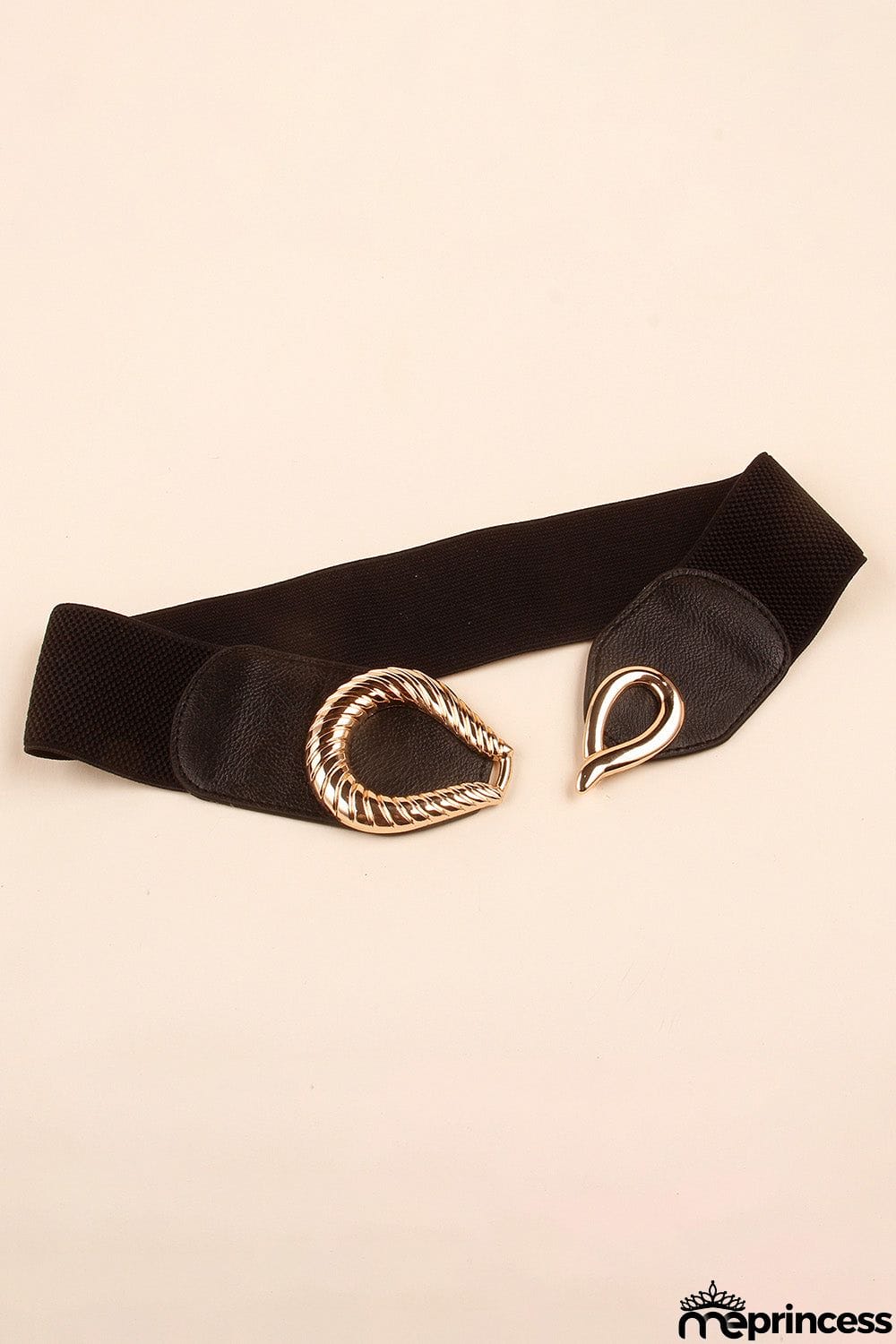 Ribbed Alloy Buckle Elastic Belt