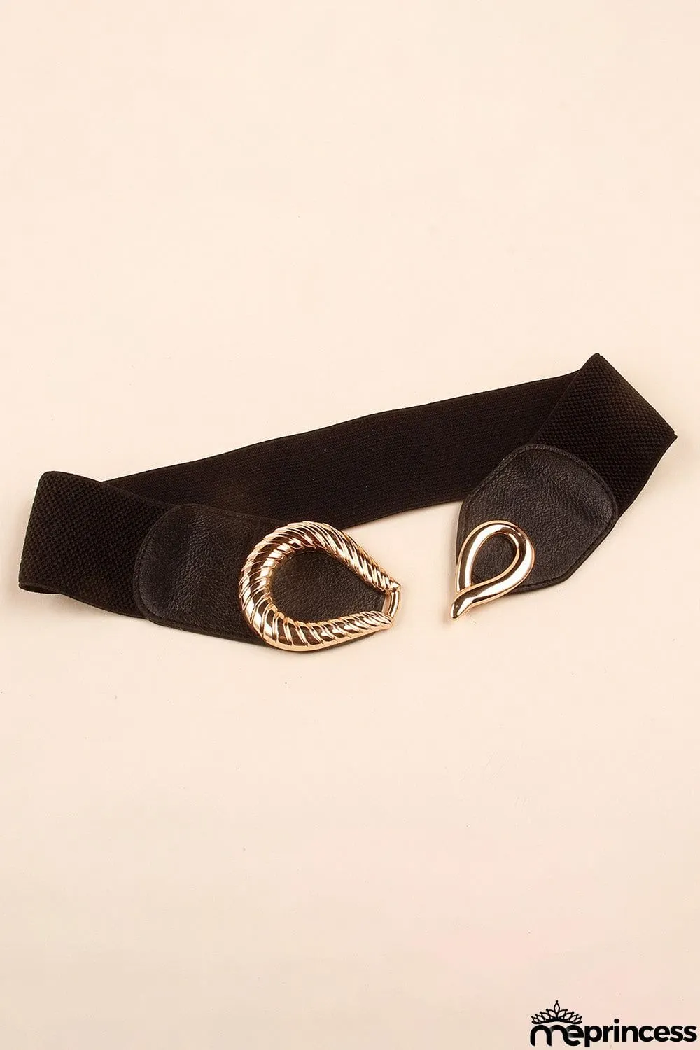 Ribbed Alloy Buckle Elastic Belt