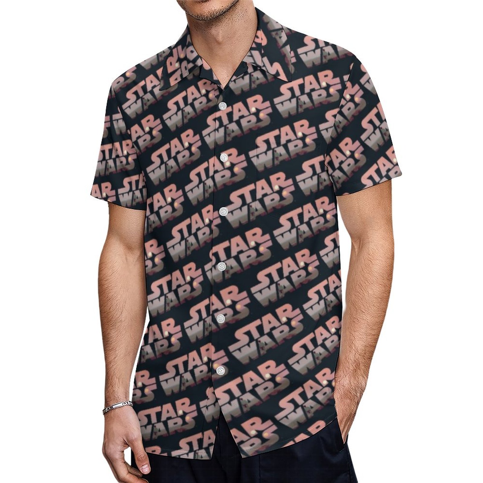 Luke Skywalker Tatooine Sunset Wars Print Logo Hawaiian Shirt Mens Button Down Tropical Hawaii Beach Shirts