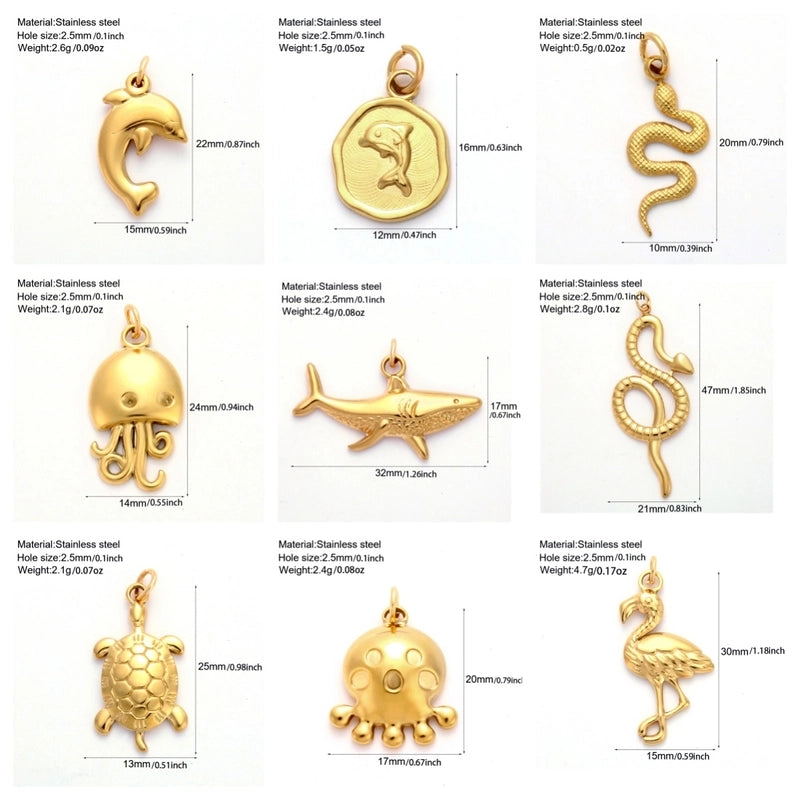 1 Piece 12*16mm 22*15mm 304 Stainless Steel Animal Snake Pendant Jewelry Accessories