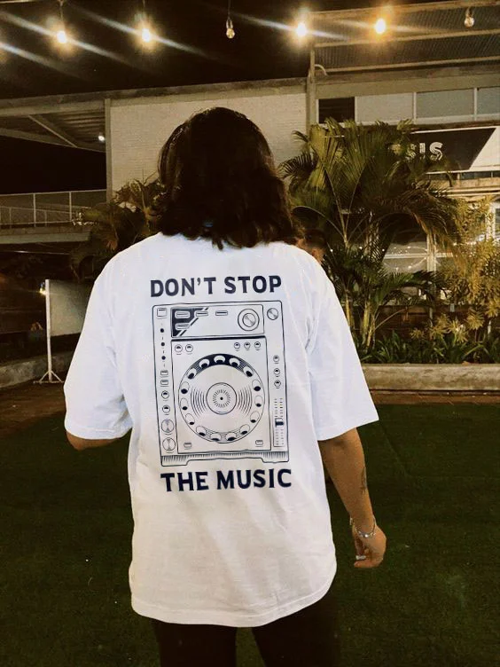 DON'T STOP THE MUSIC Printing Casual Men's T-shirt