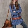 Retro Tassel Genuine First Layer Cowhide Shoulder Bag Handbag