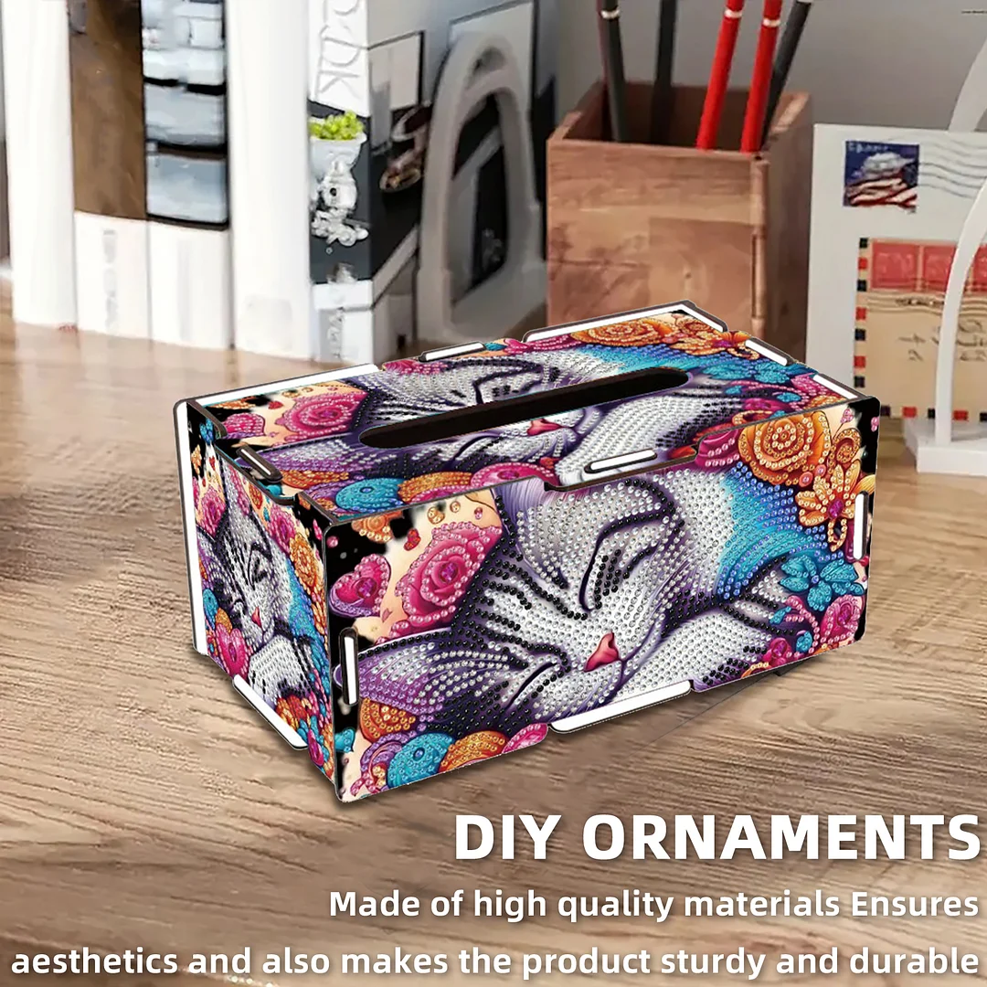 Wooden Diamond Painting Tissue Box for Home and Office Decoration(CZH010)