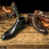 Classic Mens Black Leather Dress Boots Business