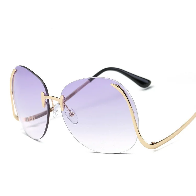 Vintage Oversized Rimless Women Sunglasses at Hiphopee