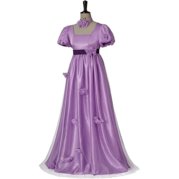 Jane Austen Costumes for Women Regency Era Dress Fancy Retro Prom Gown (L, Philippa)