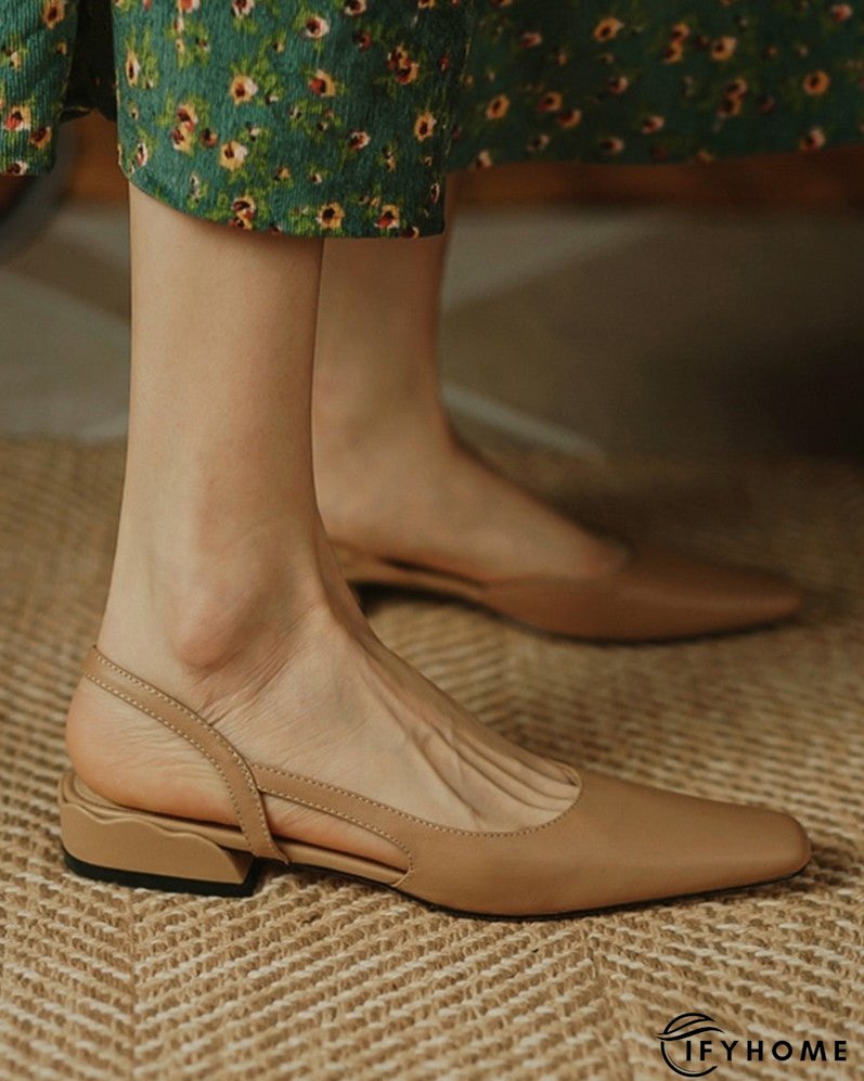 Square Toe Cutout Slingback Slip On Shoes | IFYHOME