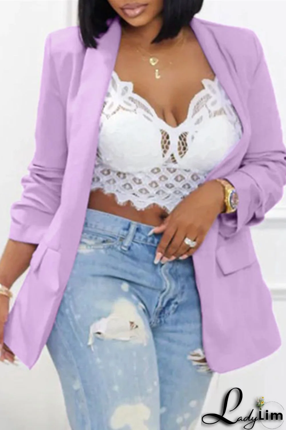 Green Fashion Casual Solid Patchwork Cardigan Turn-back Collar Outerwear