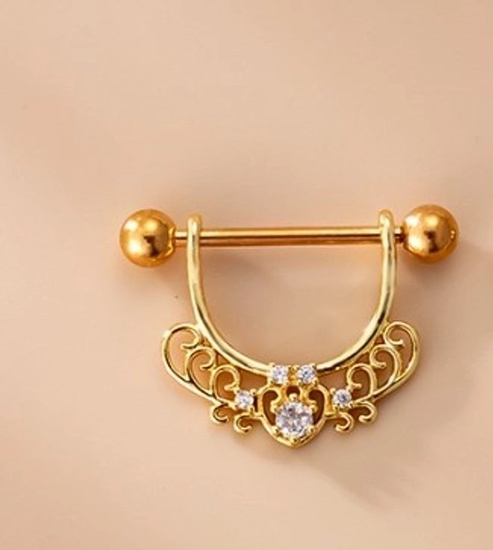 1 Piece Nipple Rings & Studs Fashion Heart Shape Wings 316L Stainless Steel  Copper Plating Zircon