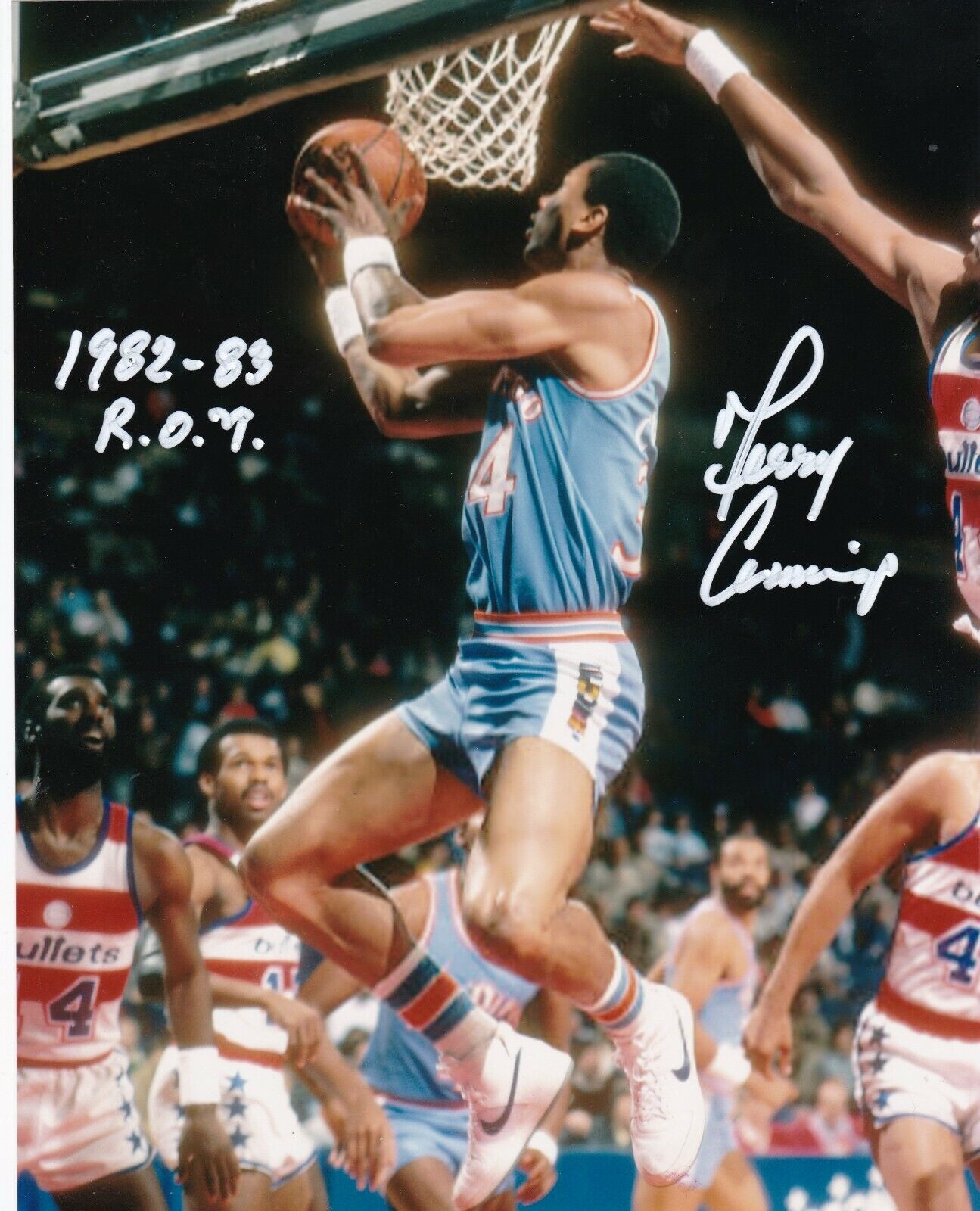 TERRY CUMMINGS SAN DIEGO CLIPPERS 1982-83 ROY ACTION SIGNED 8x10 Photo Poster painting