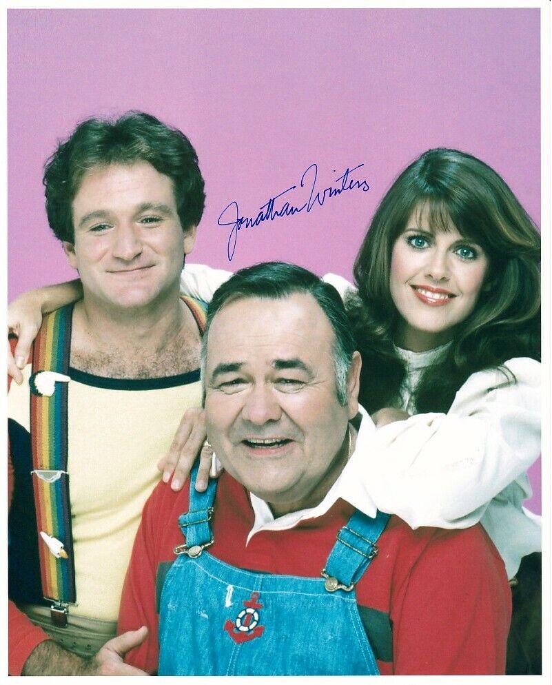 JONATHAN WINTERS signed MORK & MINDY color 8x10 w/ coa ROBIN WILLIAMS PAM DAWBER