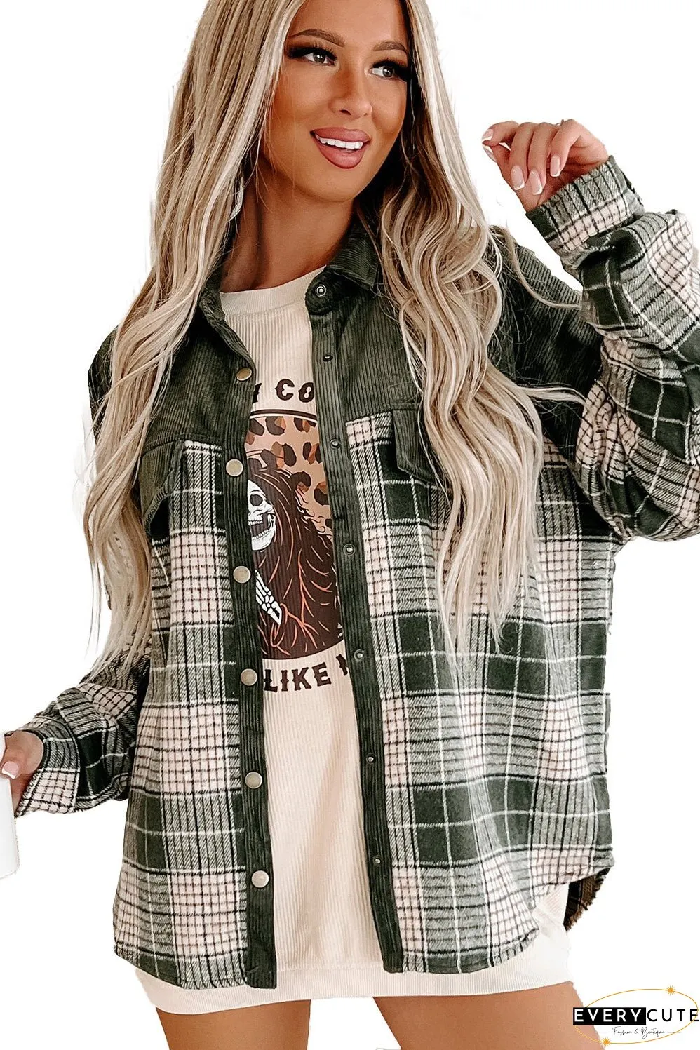 Comfortable Plaid Corduroy Jacket