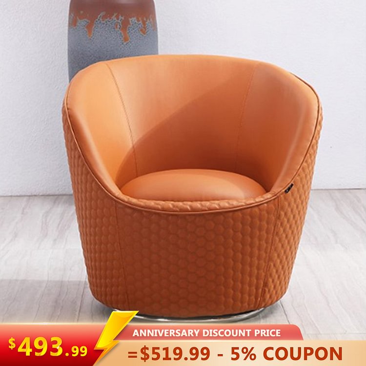 Homemys Orange Swivel Faux Leather Accent Chair Upholstered Arm Chair 