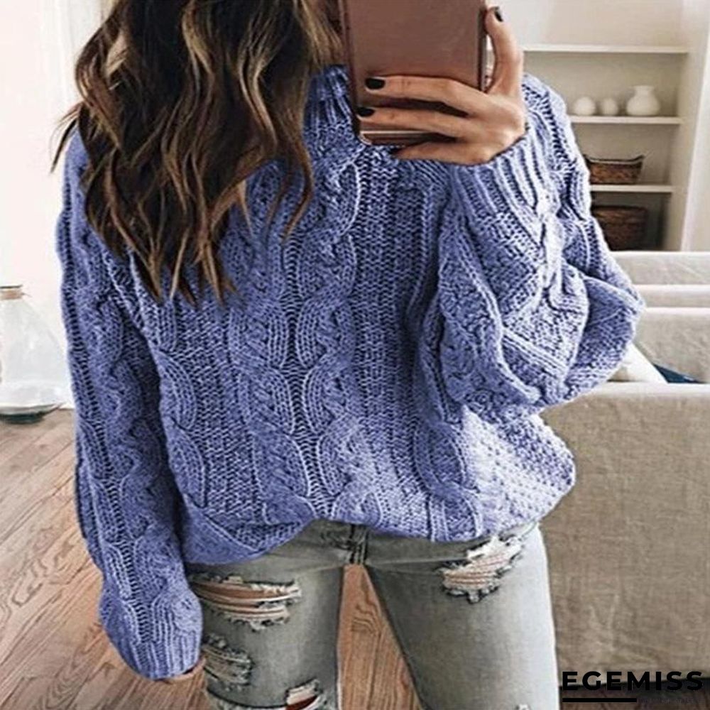 Fashion Solid Color Knitted Top Autumn Winter Sweater | EGEMISS