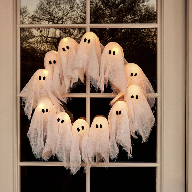 👻New Arrival👻 Halloween Ghost Glowing Wreath