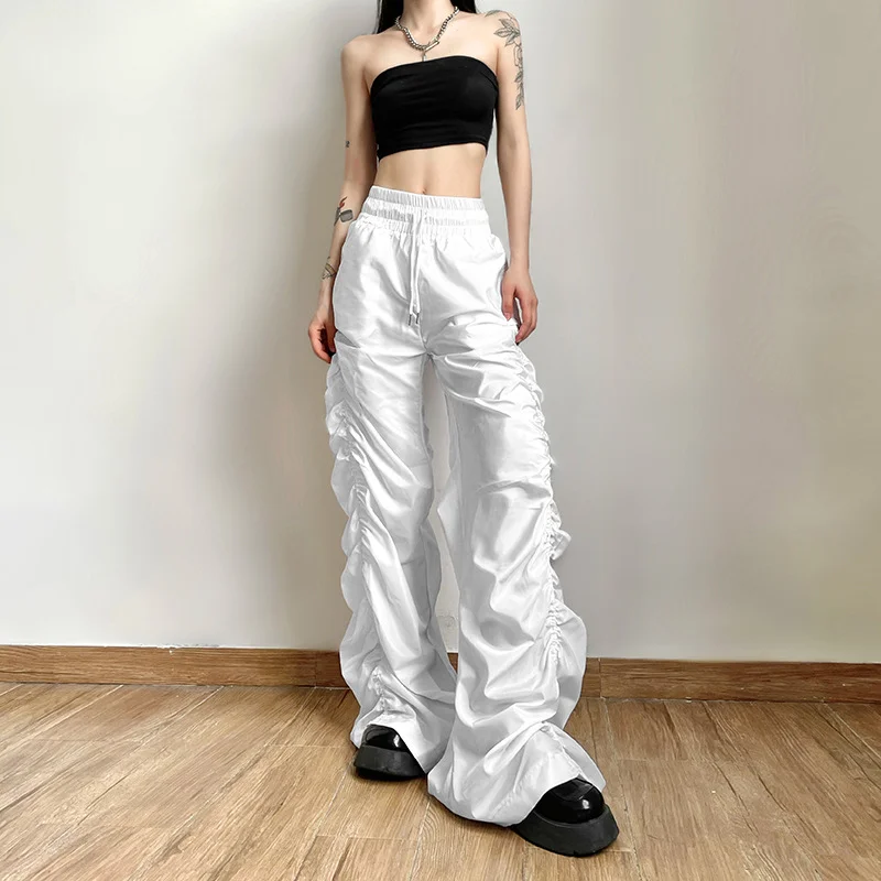 Uveng 2023 Summer Women's New Fashion Street Pat High Waist Raised Hips Loose Trousers With Casual Trousers