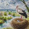 Happy Crane-14CT Stamped Cross Stitch 34*34cm/13.39*13.39in tapestrymarket