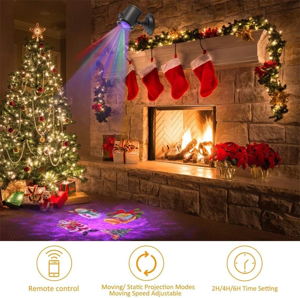 2 in 1 Halloween  Outdoor Projector Lights Decorations with 9 HD Patterns & 11 Ocean Wave Colors