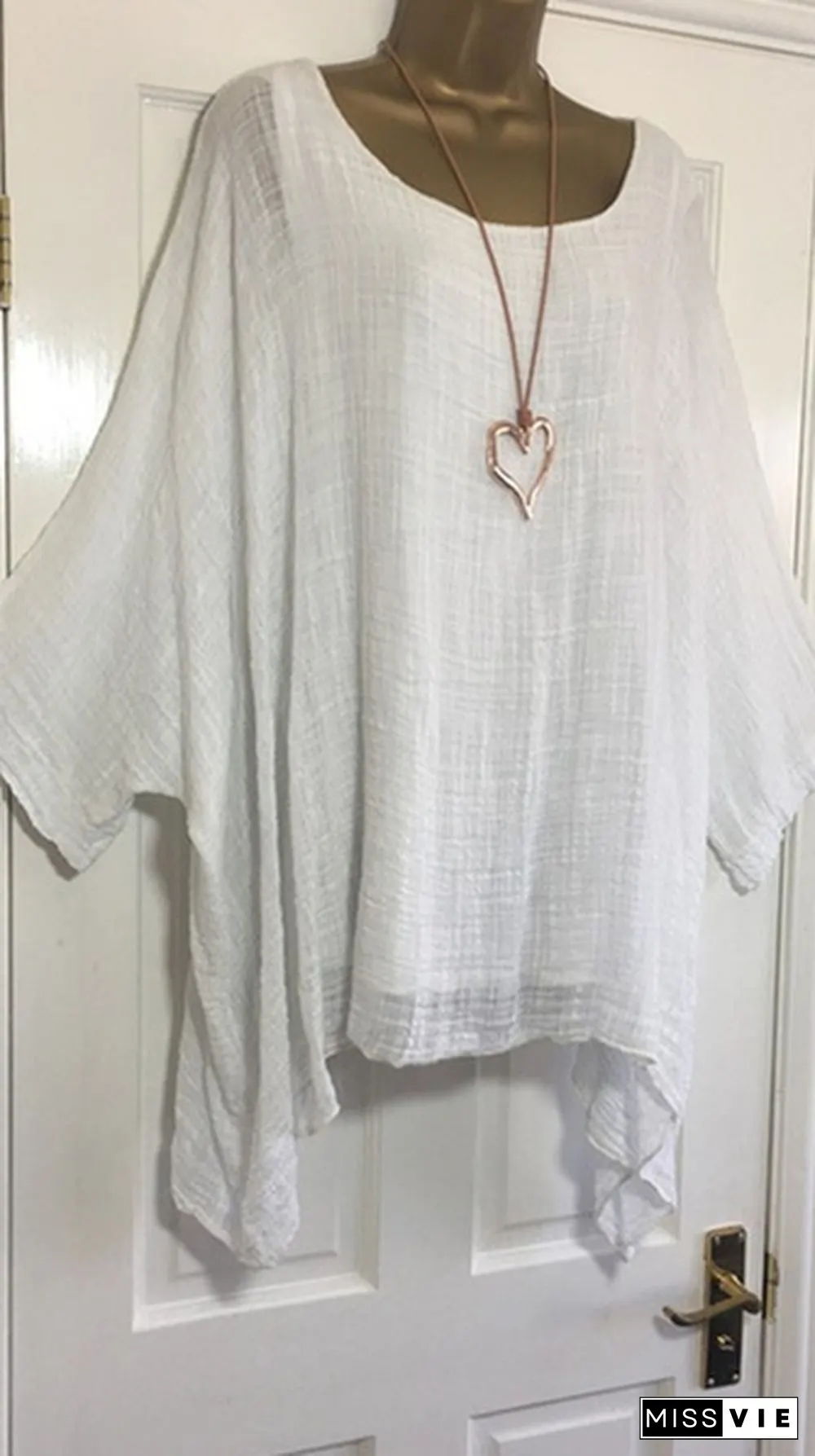 Autumn Fashion Batwing Sleeve Solid Color Plus Size Loose O-neck Casual Blouse Top