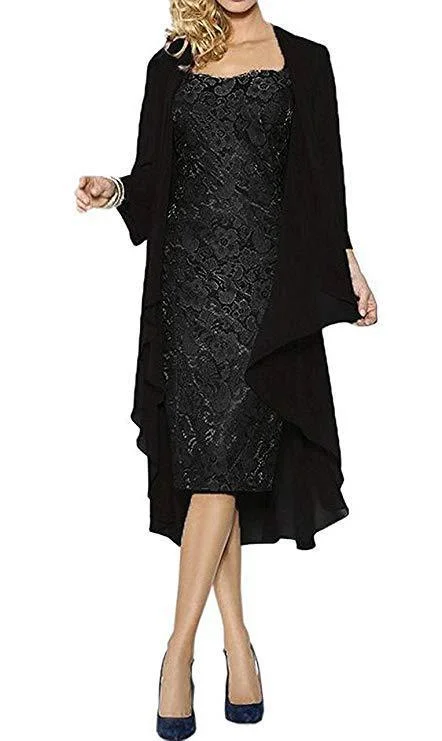 Brownm Color Large Size Lace Two-piece Set Elegant Party Dress Cardigan