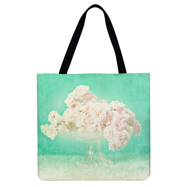 Flower Linen Tote Bag
