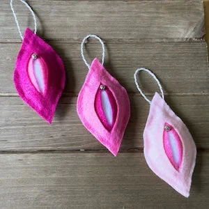 pornhint Pornhint VaJinglesª - Pinks: vagina ornament, funny gag gift, pussy xmas decor, adult stocking stuffer, naughty Christmas present, white elephant