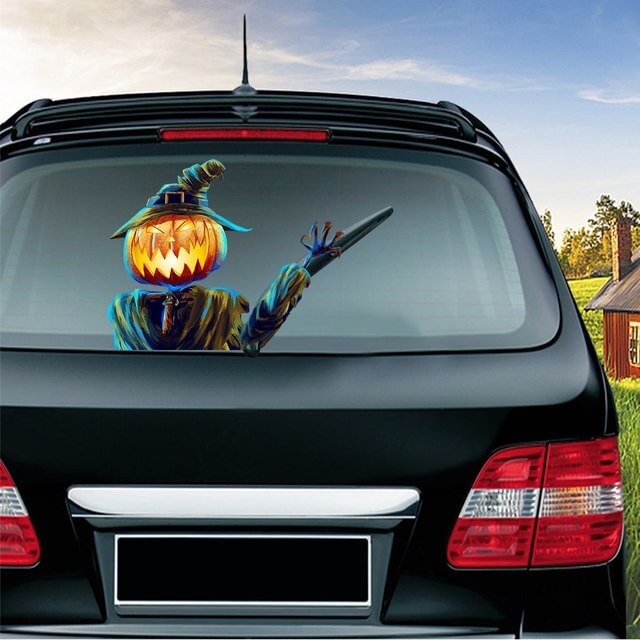 Halloween Horror Car Stickers Removable Rear Windshield Decals Decoration - Pumpkin2