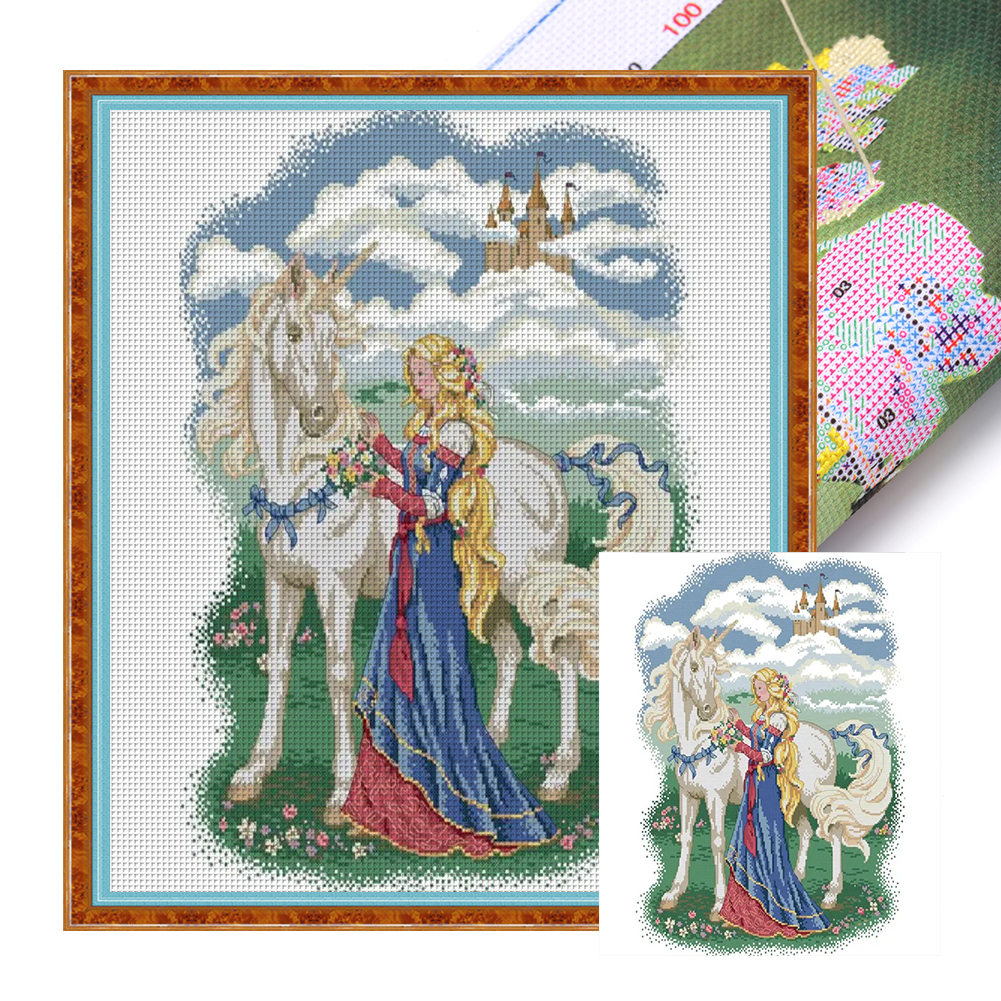 14CT Partial Stamped Cross Stitch Kit - Old Lady (48*28CM