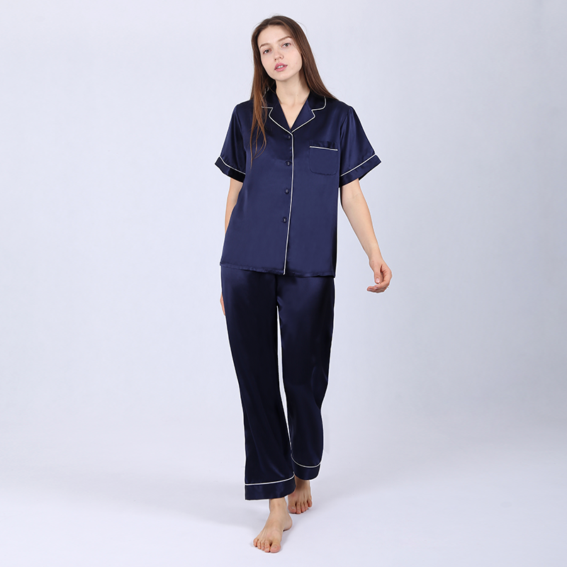 19 Momme Short Sleeve Pure Silk Pajamas REAL SILK LIFE