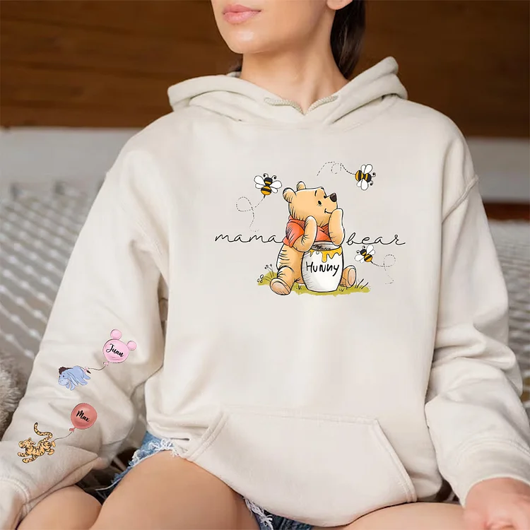 Custom Mama Bear Sweatshirt, Mother‘s Day Gift, Mama with Kid Name on Sleeve Sweatshirt