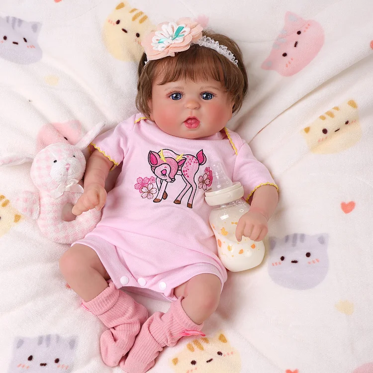 Babeside Bailyn 20'' Realistic Reborn Baby Doll Blue Eyes Awake Girl Pink Fawn with Heartbeat Coos and Breath