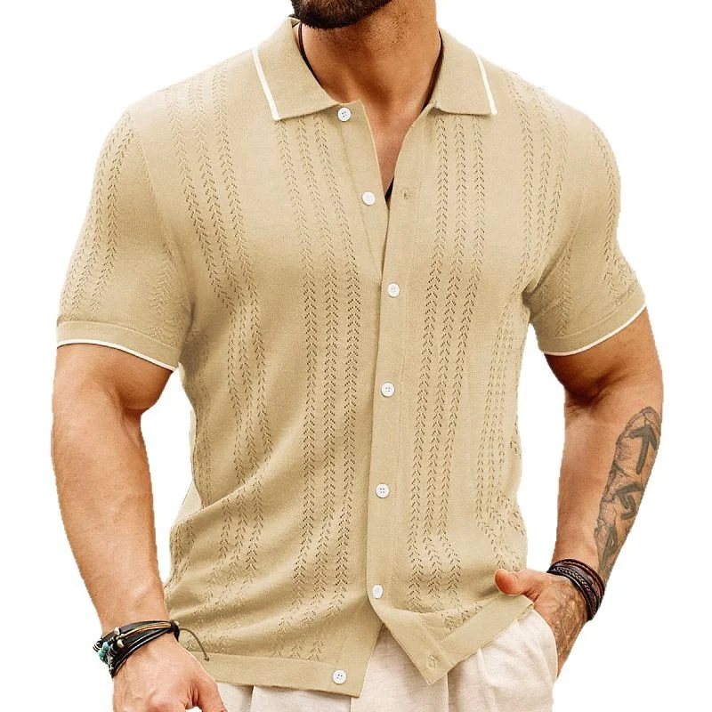 Uveng Uveng Men's New Summer Cardigan Knits Casual Thin Business Knits Solo Shirts SY0007
