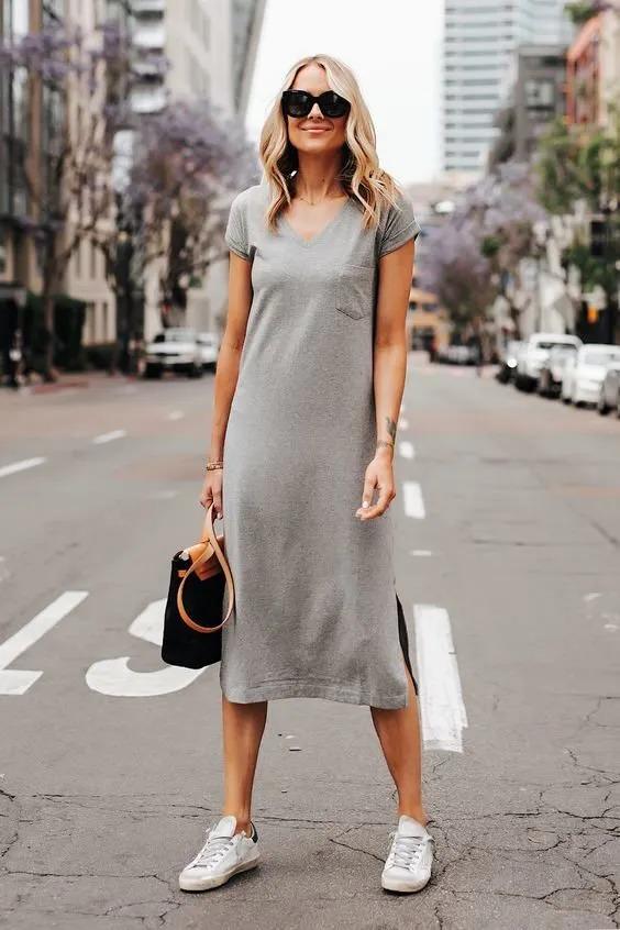 Gray Vintage Short Sleeve Dresses