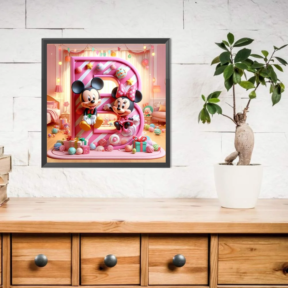 Full Round Diamond Painting 40*40cm - Mickey Minnie Alphabet