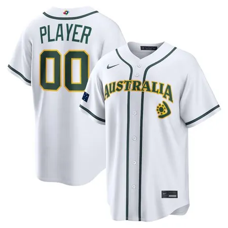 Youth Australia Baseball Custom White 2026 World Baseball Classic Home Jersey