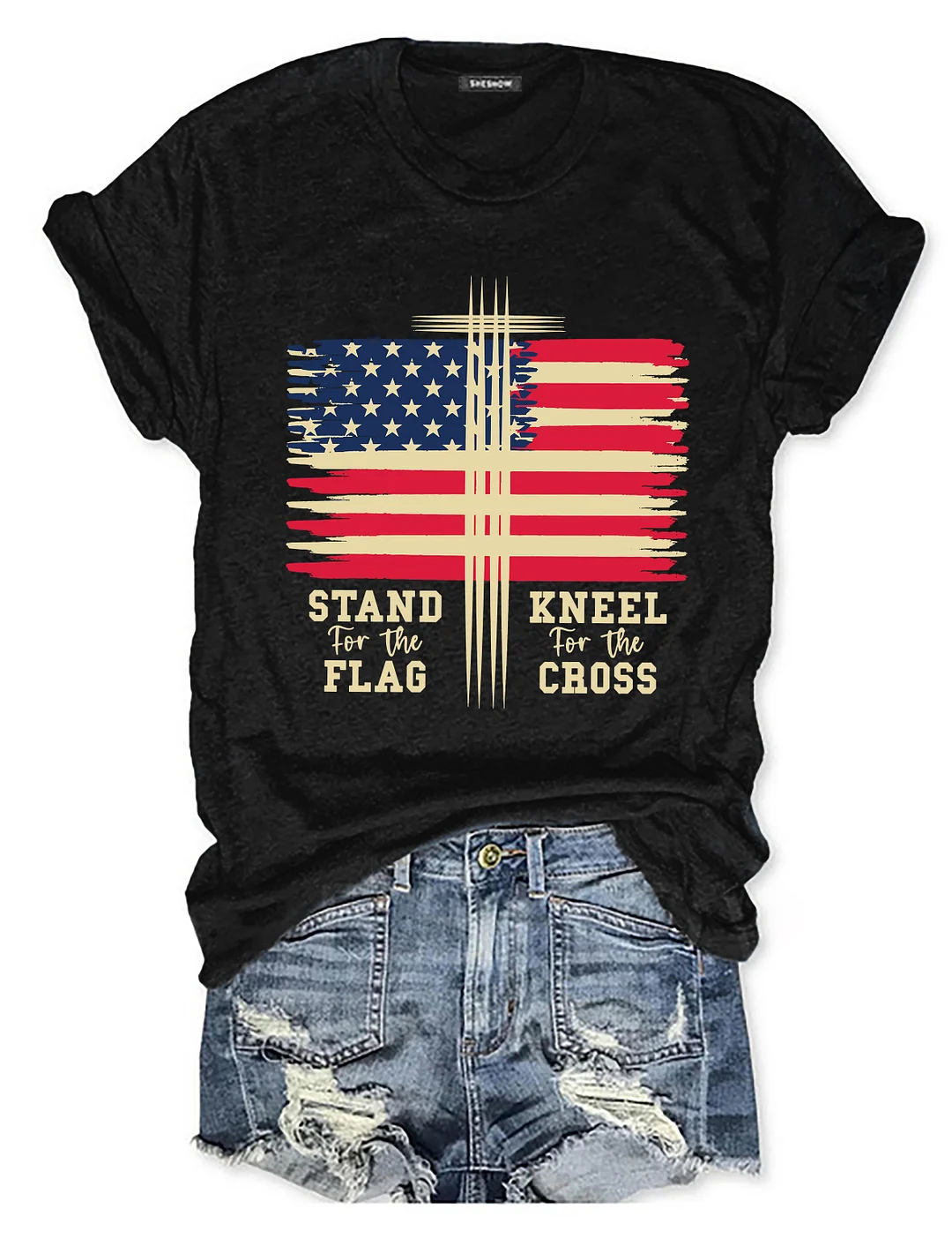 Stand For The Flag Kneel For The Cross T-shirt