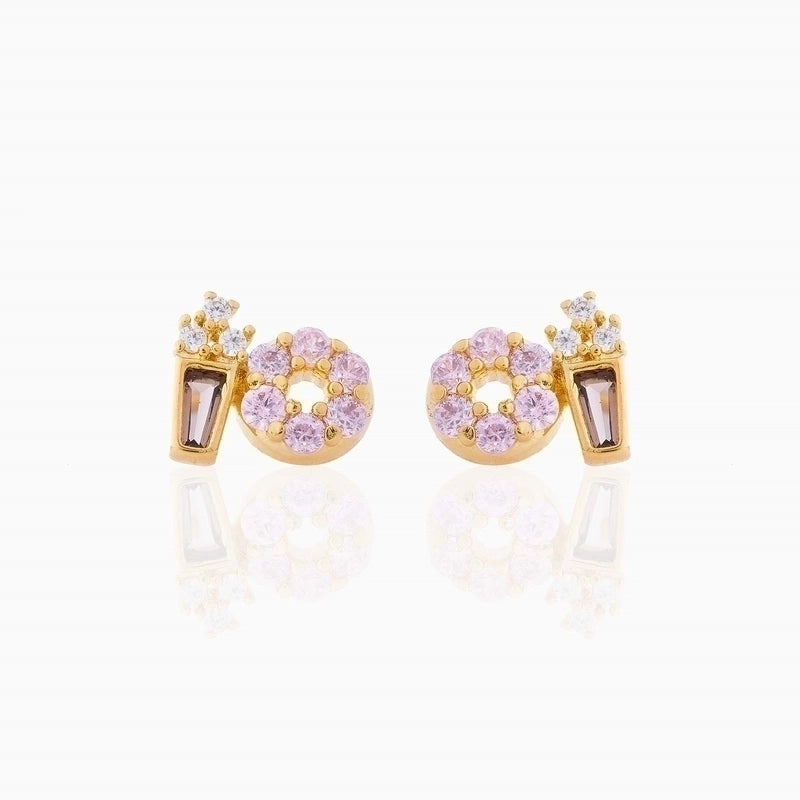 Fashion Geometric Coke Hamburger Brass Inlaid Zircon Ear Studs 1 Pair
