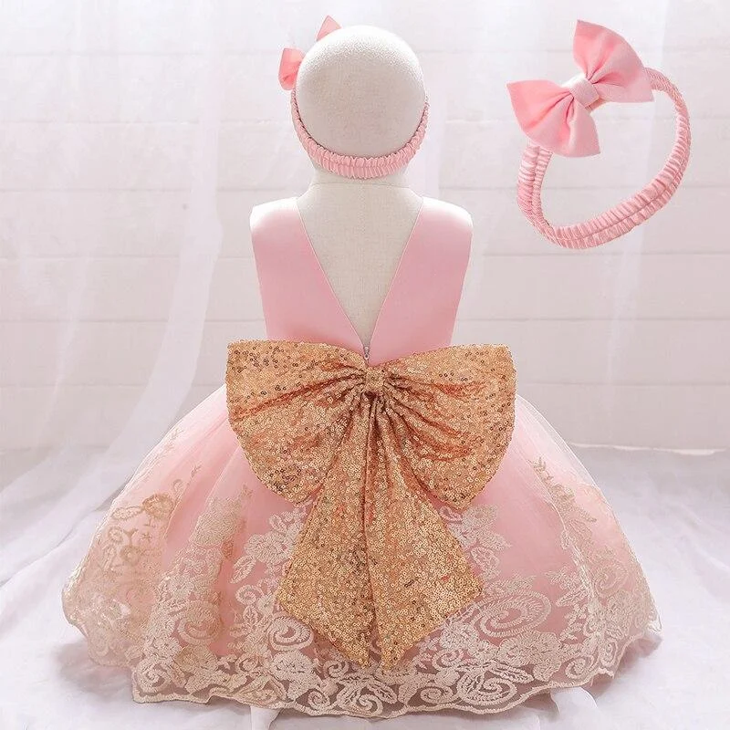 2021 Summer Newborn Tutu Dress 1st Birthday Dress For Baby Girl Clothes Big Bow Princess Baptism Dresses Ceremony Party Dress