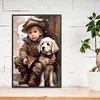 >SALE<5D DIY Full Square Drill Diamond Painting Boy and Dog Home Decor Art 20x30cm