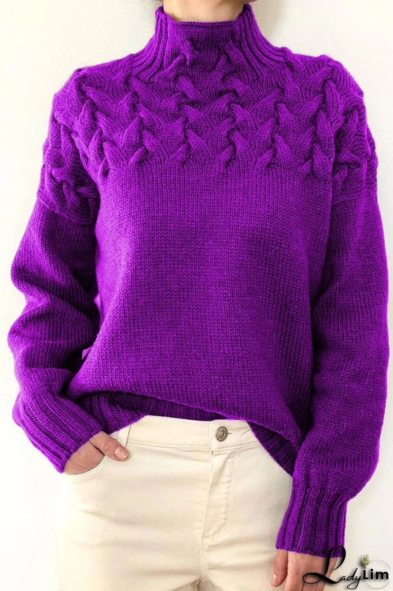 Casual Solid Weave Turtleneck Sweaters(11 Colors)
