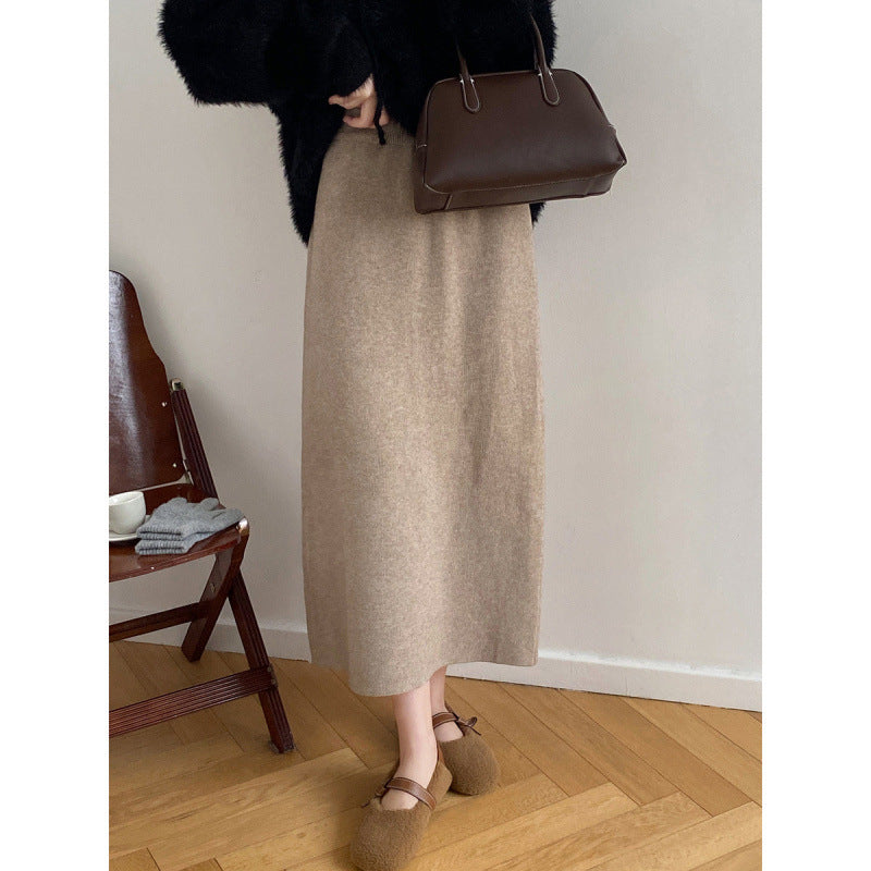 Aiertu outfit inspo winter Women's Mid-Length Wool Knitted Skirt Autumn and Winter Straight Skirt Super Nice Wool Sheath Straight Skirt aiertu