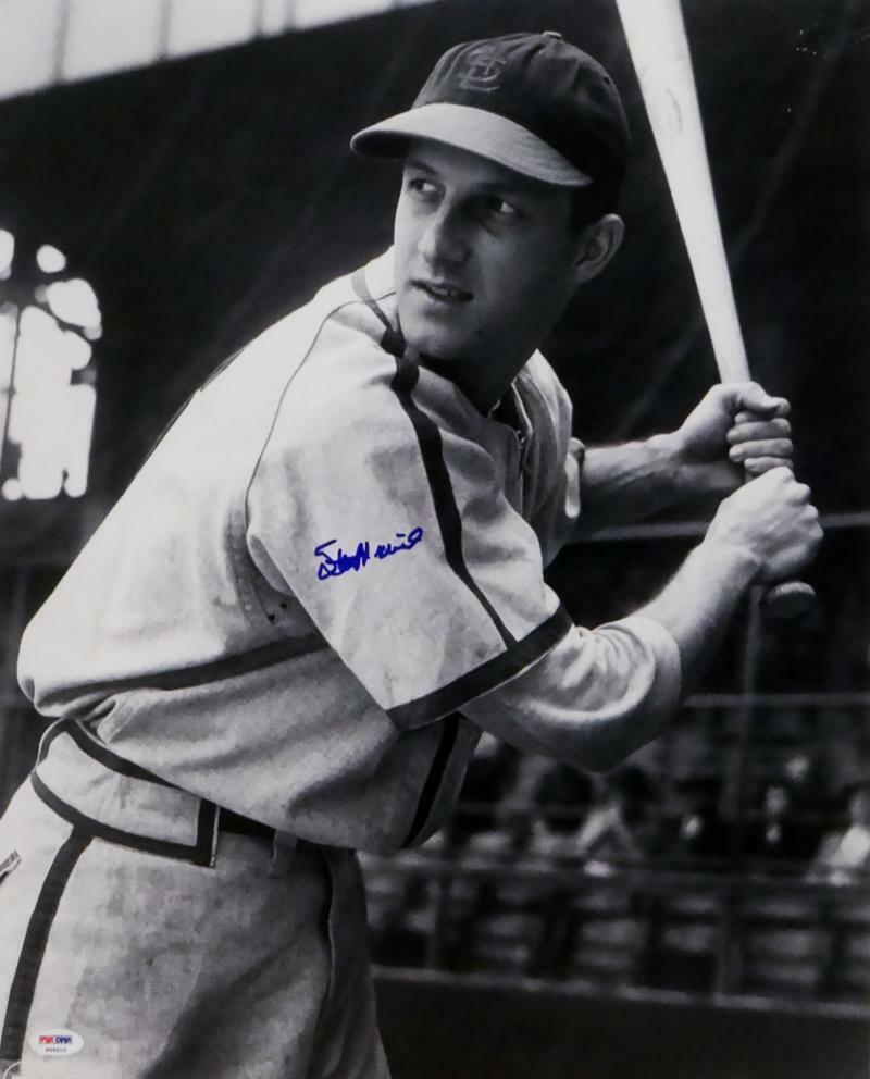 Stan Musial Autographed 16x20 B&W Batting Photo Poster painting - PSA Auth